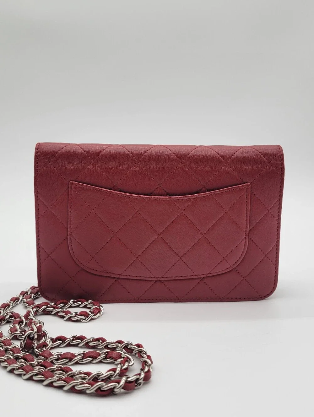 Chanel Red Quilted Leather Wallet-On-Chain (WOC)